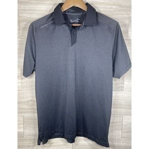 Under Armour Black Heat Gear Polo Loose Mens Large Short Sleeve Shirt EUC